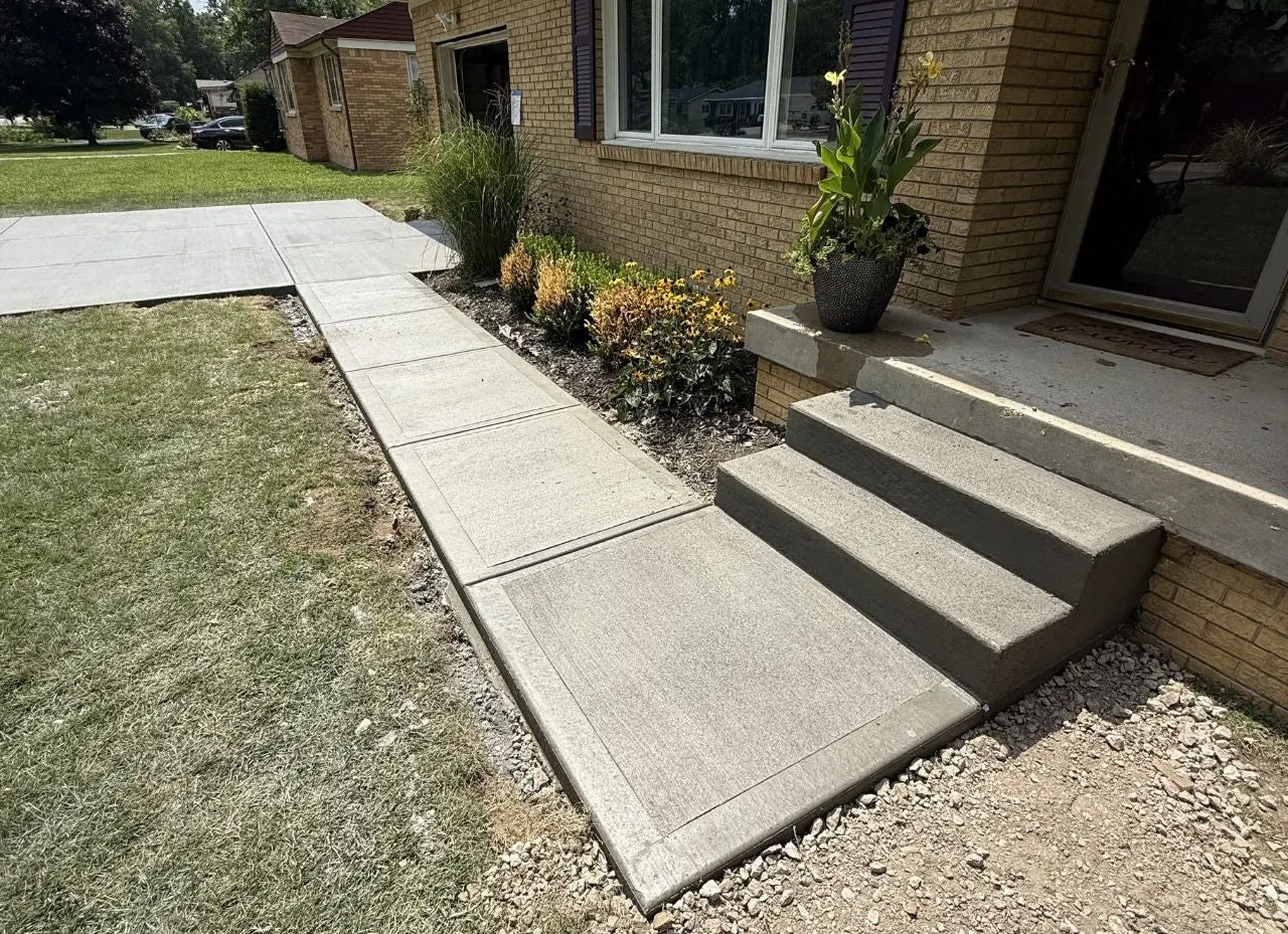 Finished concrete driveway