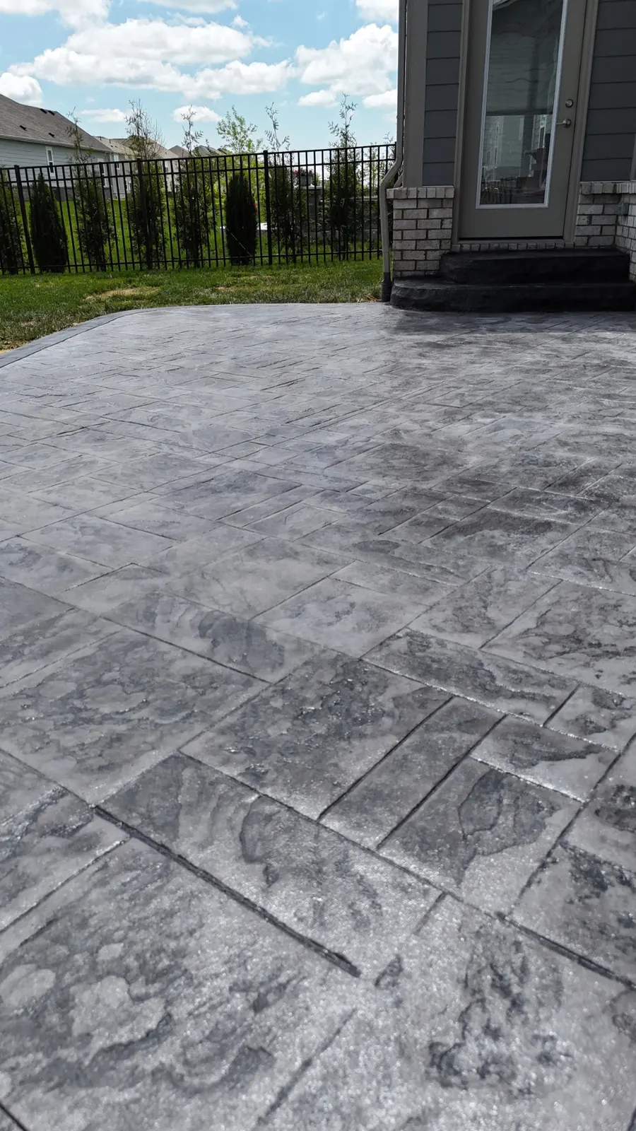 Slate gray stamped concrete patio